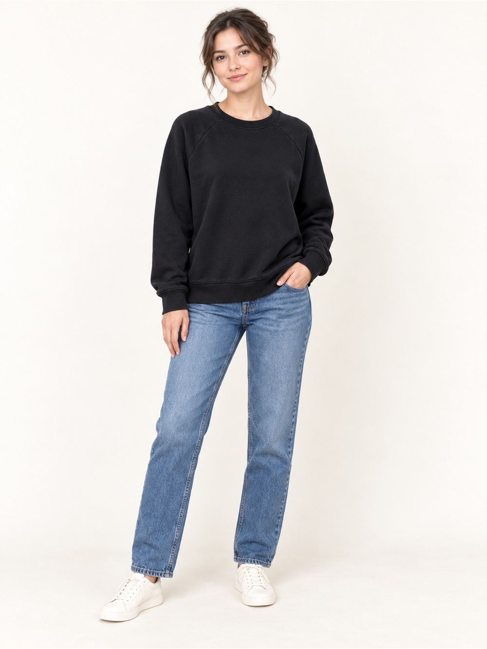 Classic Black Crewneck Sweater - Women